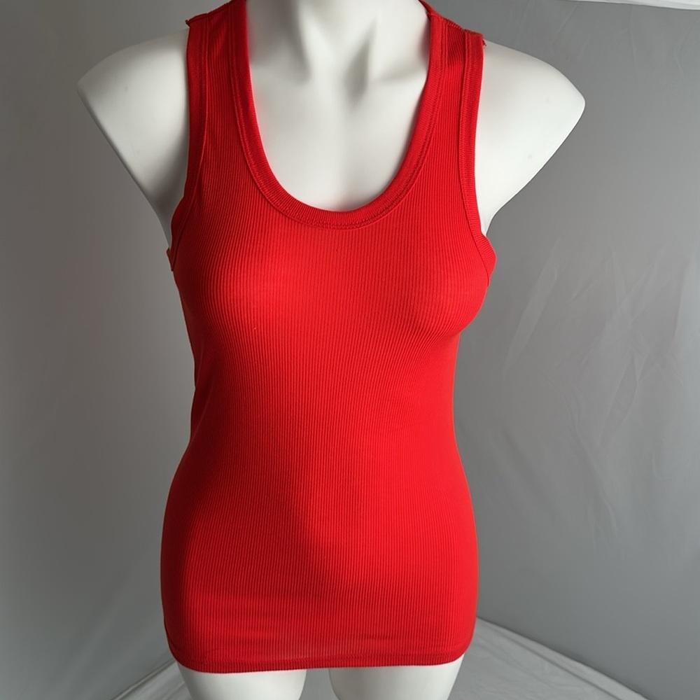 Pamela red cotton ribbed tank top XL